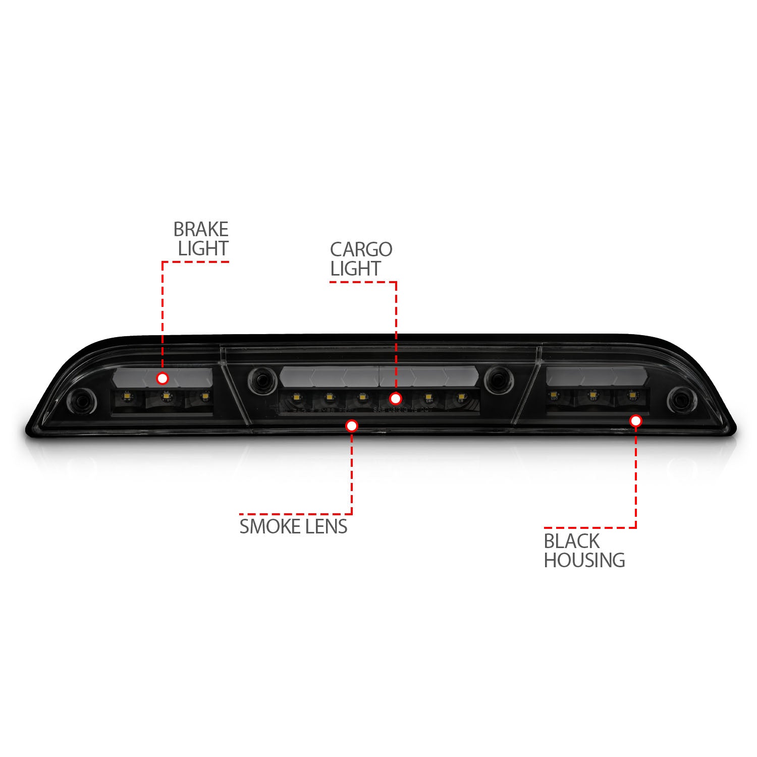 FORD F-150 15-23 / FORD F-250/F-350/F-450 17-22 / RANGER 19-23 LED 3RD BRAKE LIGHT G2 BLACK SMOKE LENS