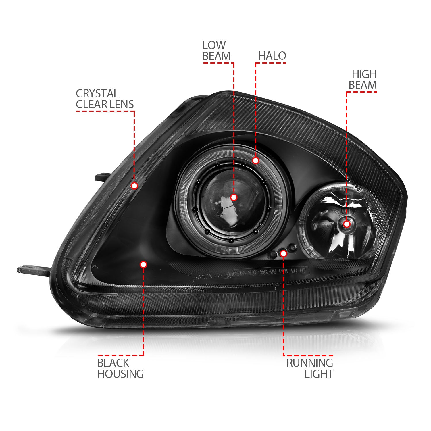 MITSUBISHI ECLIPSE 00-05 PROJECTOR HEADLIGHTS 2 HALOS BLACK