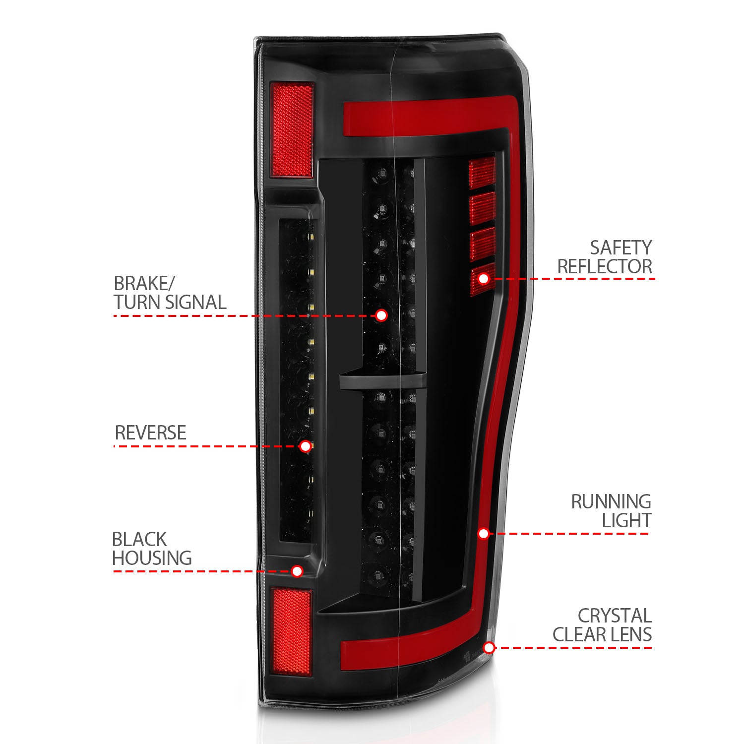 FORD F-250/350/450/550 SUPERDUTY 17-19 LED TAIL LIGHTS BLACK (RED LIGHT BAR)