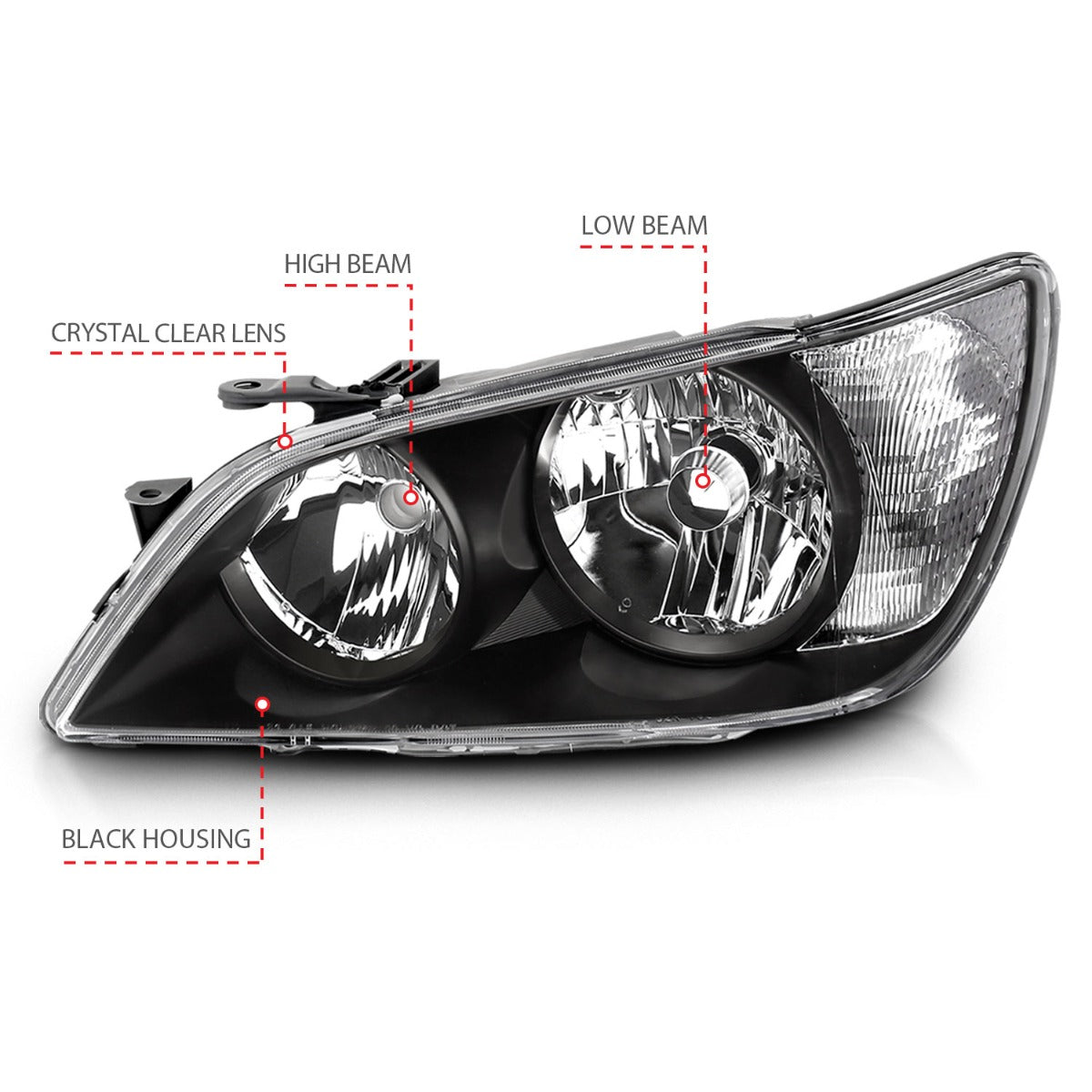 LEXUS IS300 01-05 CRYSTAL HEADLIGHTS BLACK
