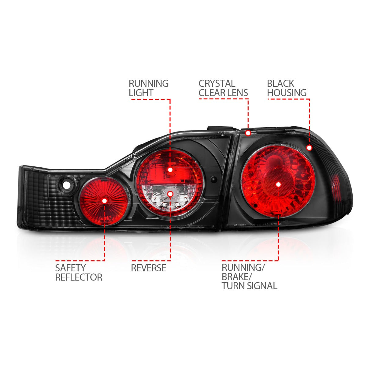 HONDA ACCORD 98-00 4DR TAIL LIGHTS G2 BLACK