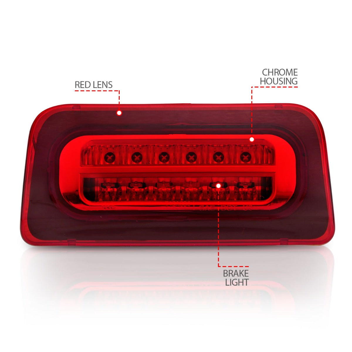 CHEVY S-10 / GMC SONOMA 94-04 LED 3RD BRAKE LIGHT CHROME RED LENS