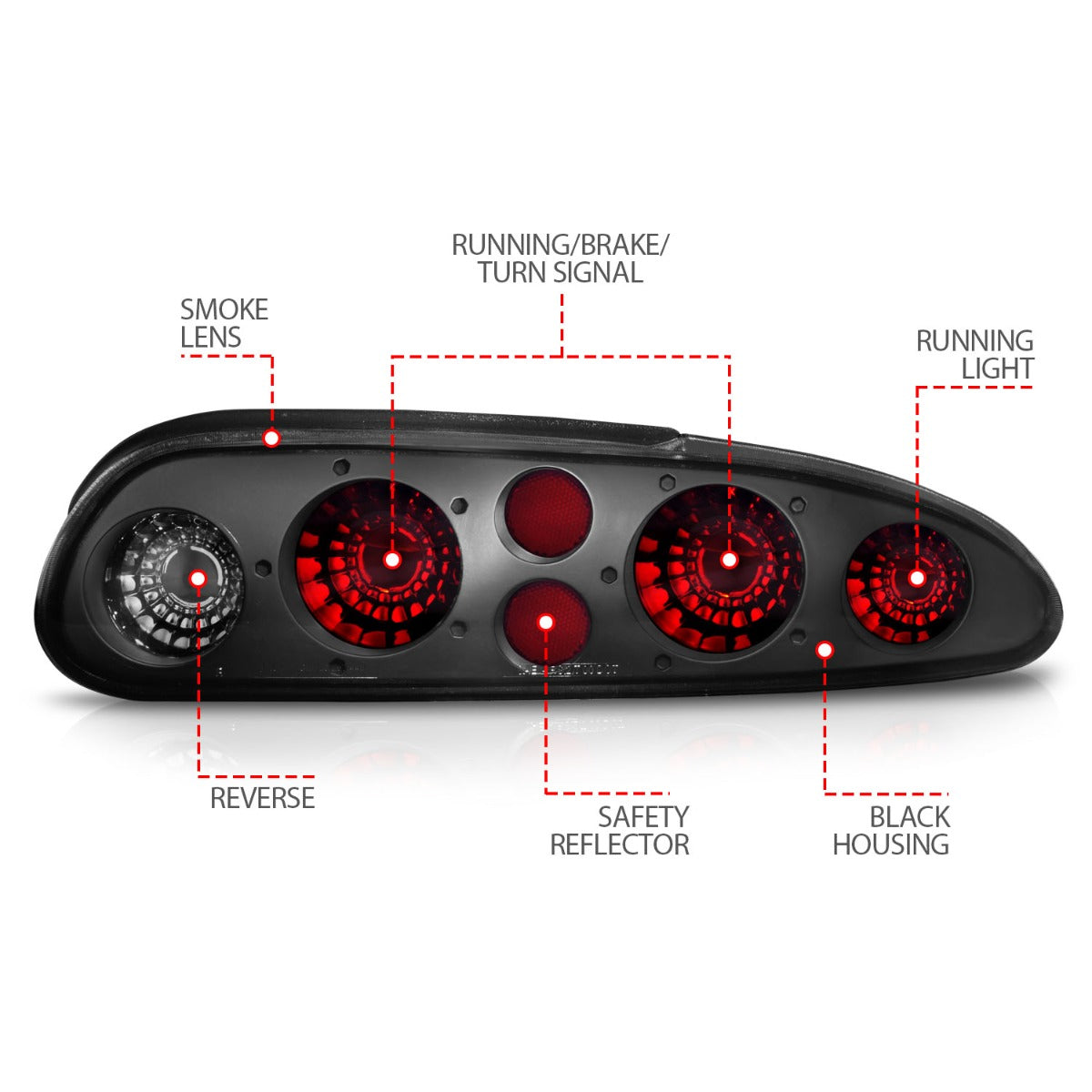 CHEVY CAMARO 93-02 TAIL LIGHTS BLACK DARK SMOKE LENS