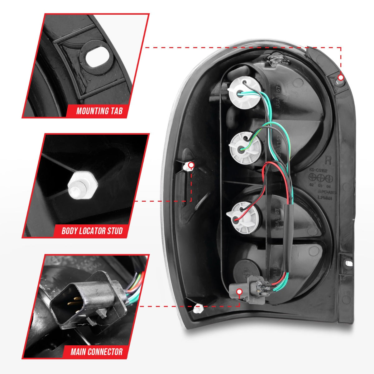 JEEP LIBERTY 02-07 TAIL LIGHTS BLACK