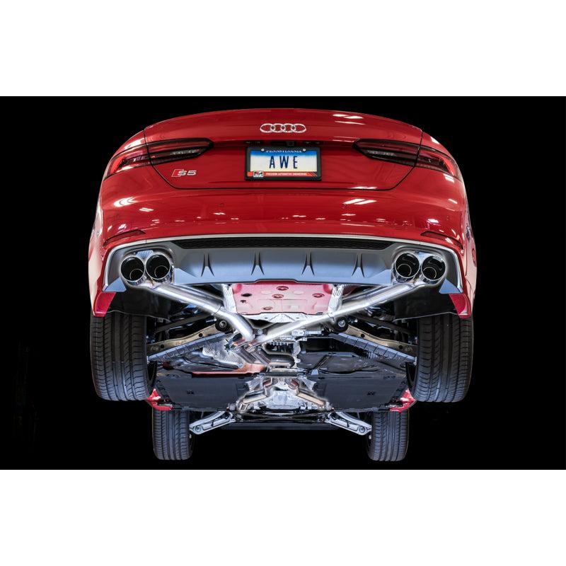 AWE Tuning Audi B9 S5 Sportback Track Edition Exhaust - Non-Resonated (Silver 102mm Tips)-SR1 Performance
