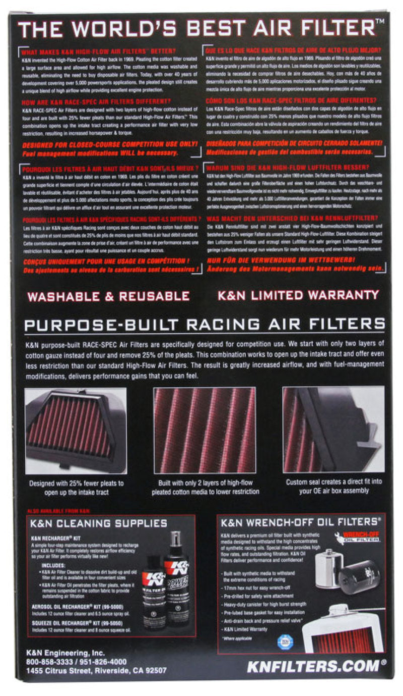 K&N 08-13 Yamaha YZF R6 599 Replacement Air Filter - Race Specific-SR1 Performance