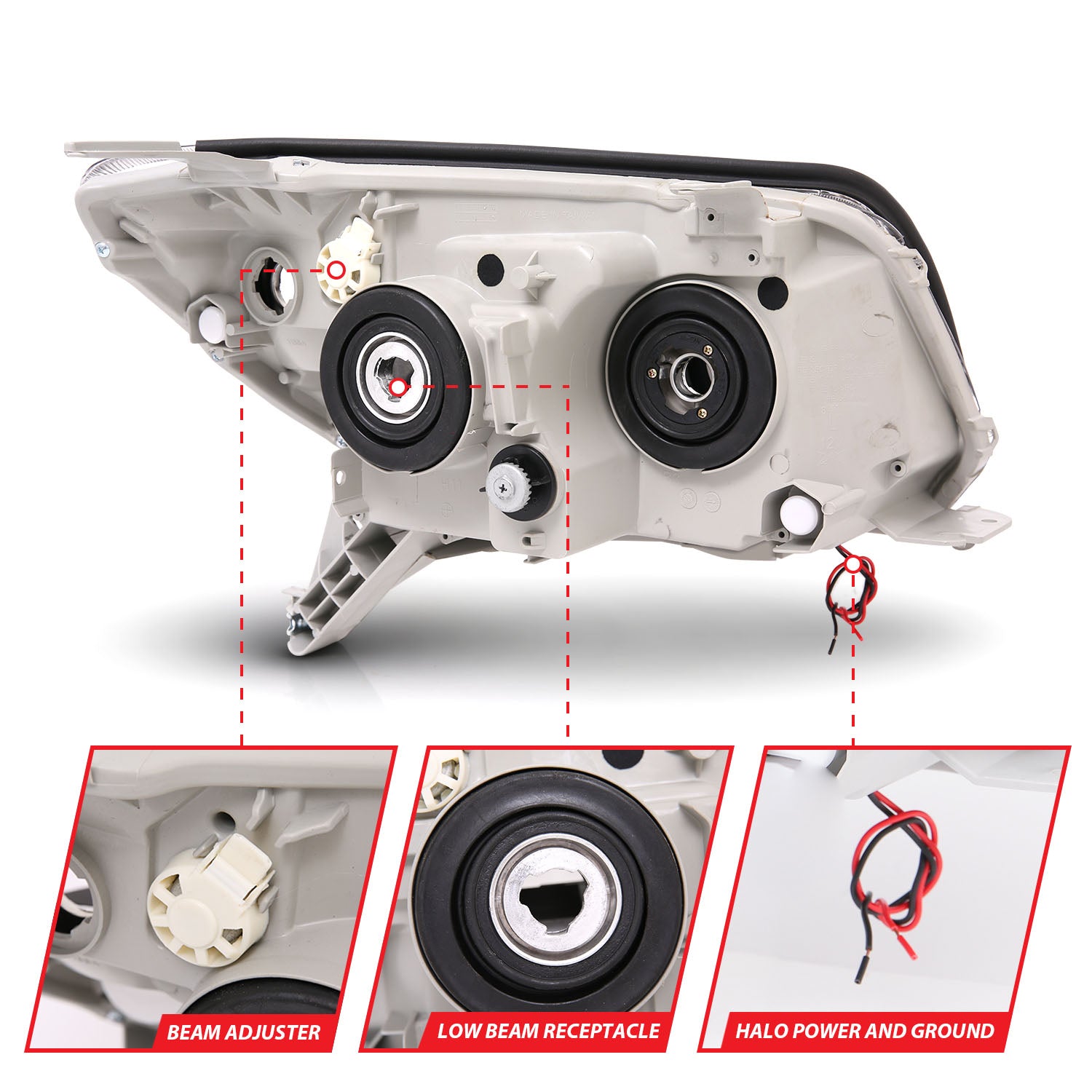 TOYOTA 4RUNNER 06-09 PROJECTOR HEADLIGHTS BLACK W/ RX HALO (NO BULBS INCLUDED)