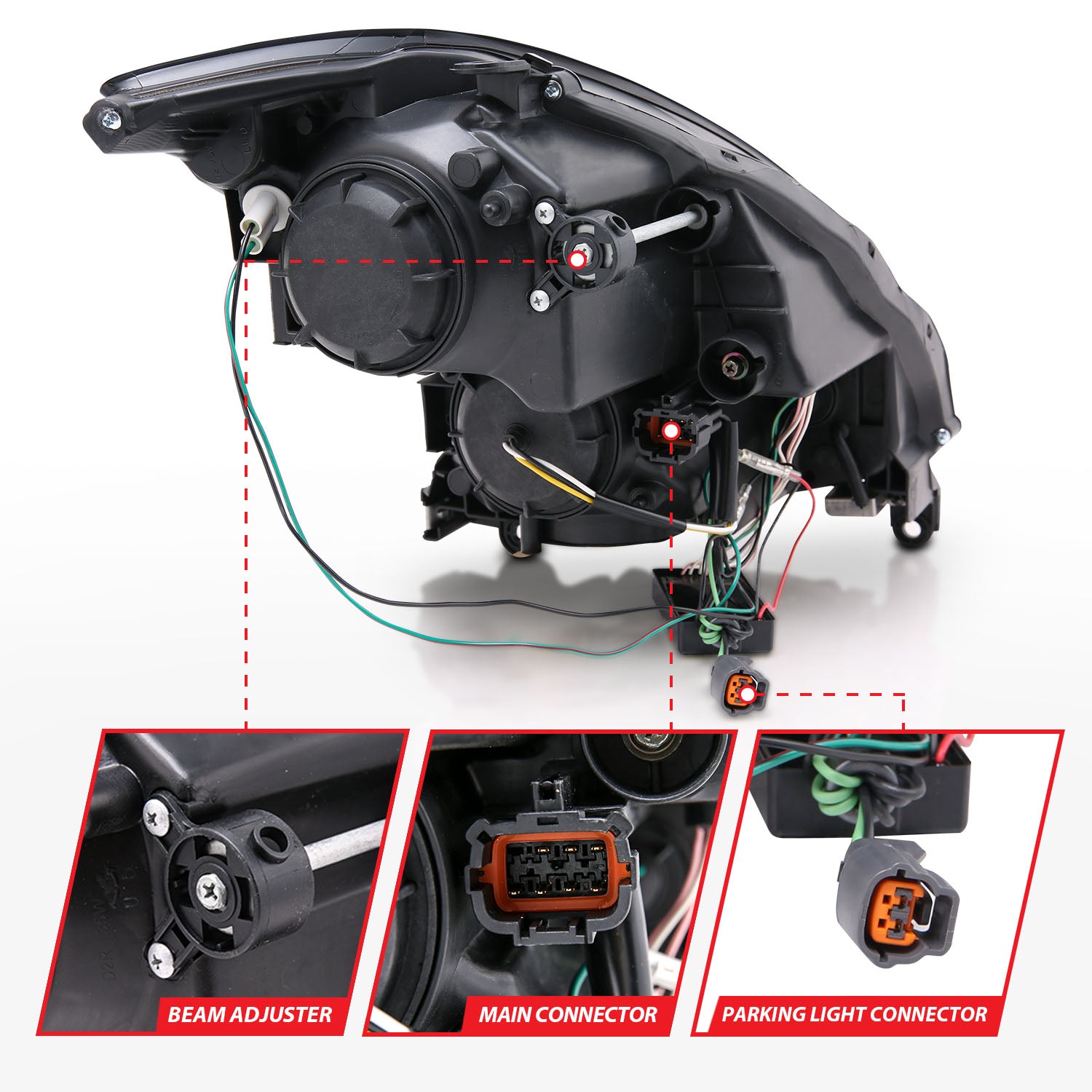 INFINITI G35 03-07 2DR PROJECTOR HEADLIGHTS BLACK W/ RX HALO (FOR HID, HID KIT NOT INCLUDED)