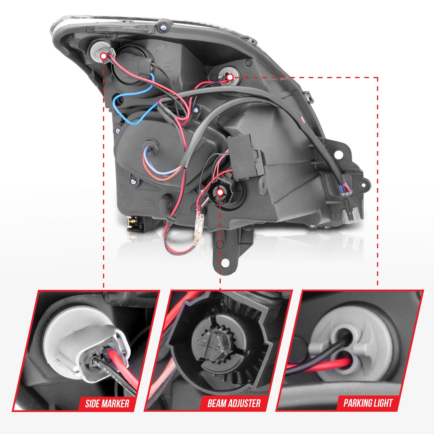 NISSAN SENTRA 07-12 PROJECTOR HEADLIGHTS BLACK W/ RX HALO