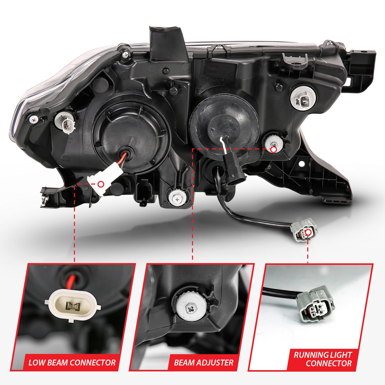 TOYOTA TACOMA 16-23 PROJECTOR PLANK STYLE HEADLIGHTS BLACK (FOR HALOGEN VERSION W/ LED DRL)