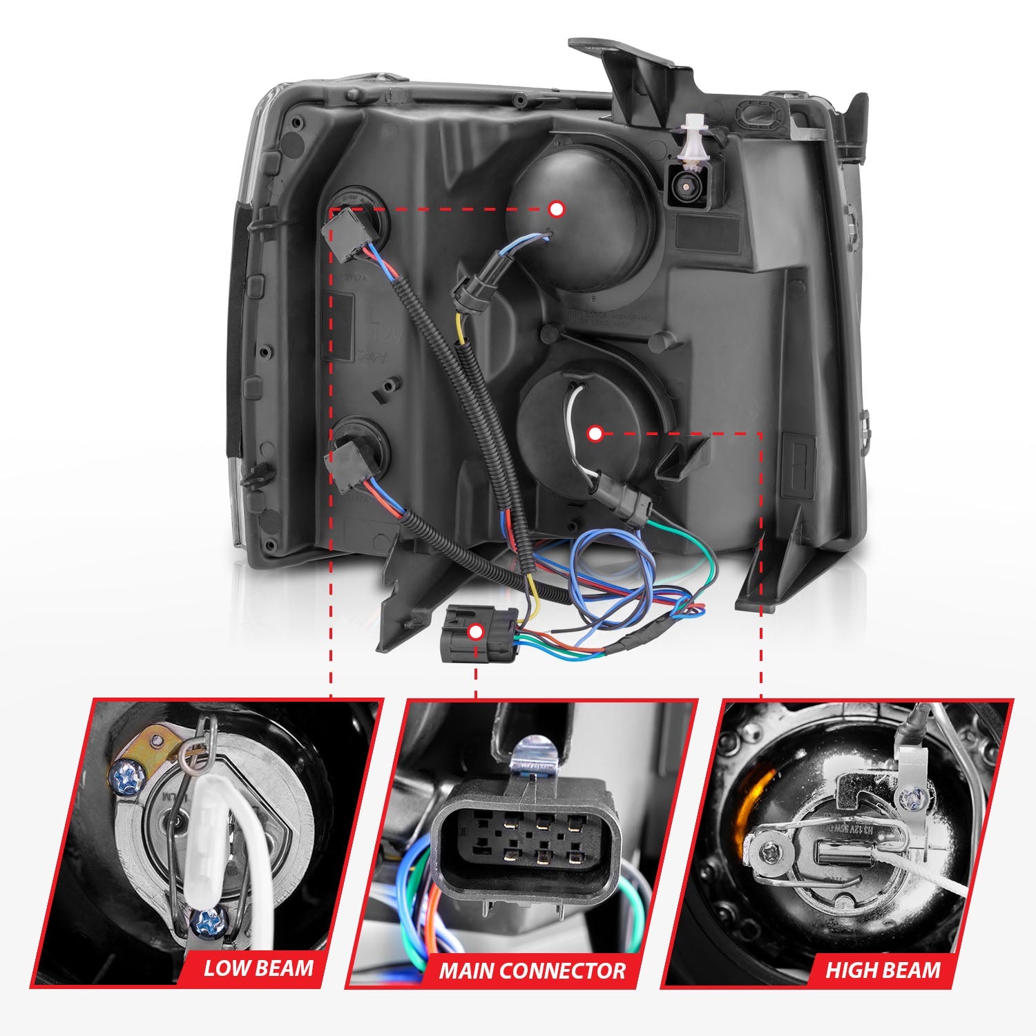 CHEVY SILVERADO 1500 07-13 / 2500HD/3500HD 07-14 PROJECTOR HALO HEADLIGHTS BLACK