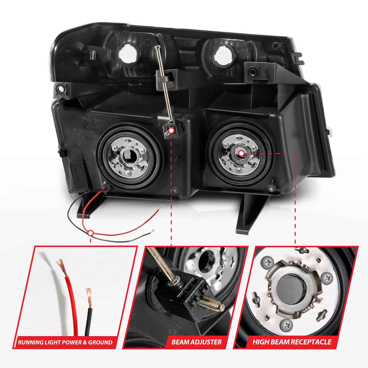 CHEVY COLORADO / GMC CANYON 04-12 CRYSTAL PLANK STYLE HEADLIGHTS CHROME W/ PARKING/SIGNAL LIGHTS 4PCS