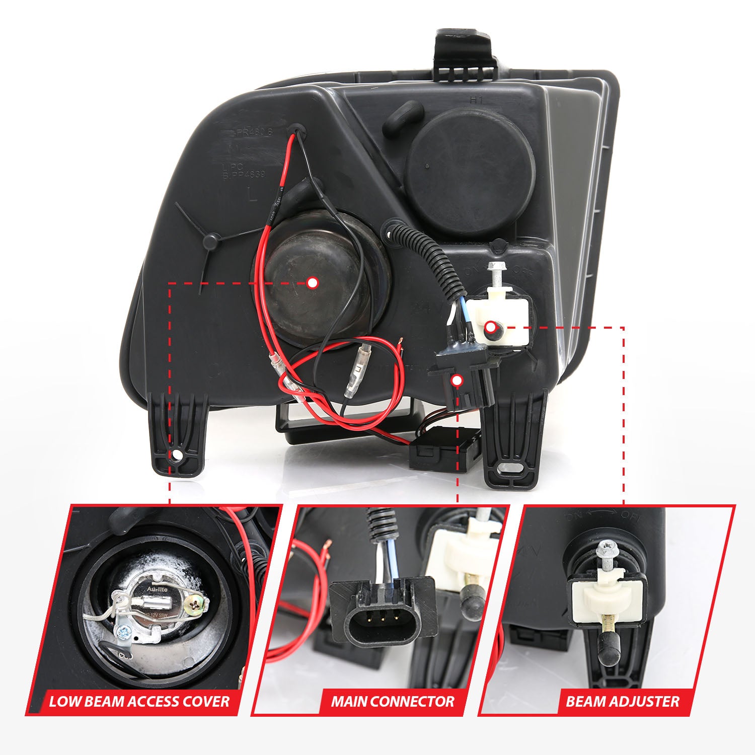 FORD MUSTANG 05-09 PROJECTOR HEADLIGHTS BLACK W/ RX HALO