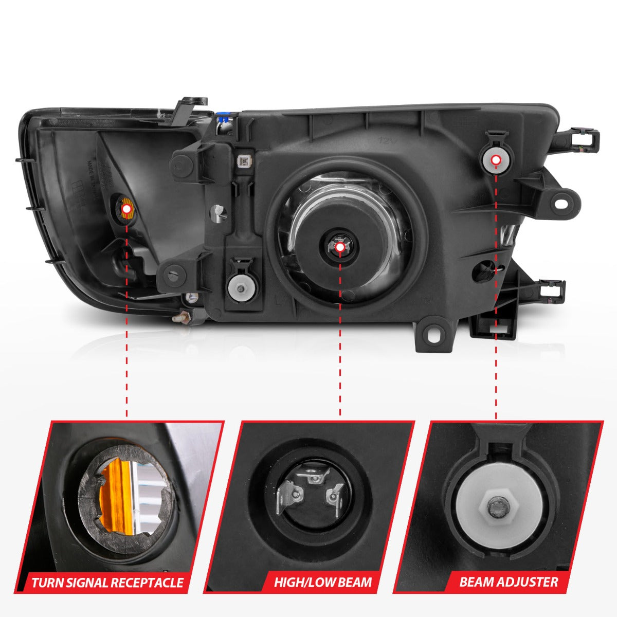 TOYOTA 4RUNNER 99-02 CRYSTAL HEADLIGHTS BLACK W/ CORNER LIGHT 2PC