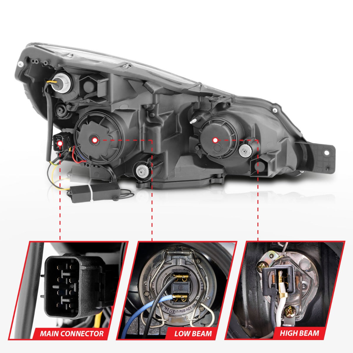 SUBARU OUTBACK/ LEGACY 10-12 PROJECTOR U-BAR HEADLIGHTS BLACK W/ LED SIGNAL