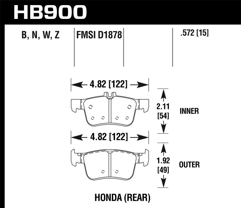 Hawk 16-19 Honda Civic DTC-30 Race Rear Brake Pads-SR1 Performance