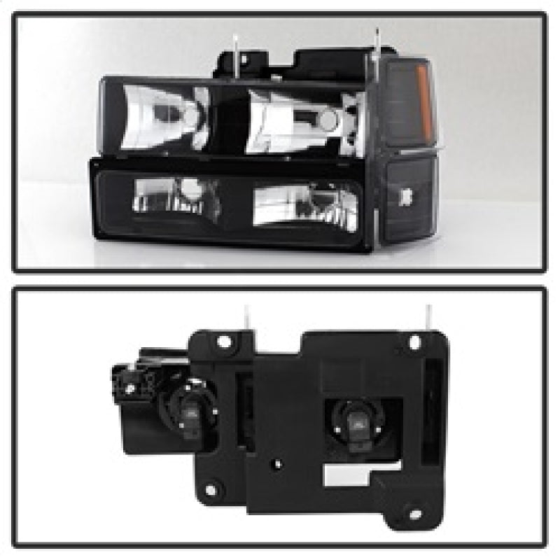 Xtune Chevy Suburban 94-98 Headlights w/ Corner & Parking Lights 8pcs Black HD-JH-CCK88-AM-BK-SET-SR1 Performance