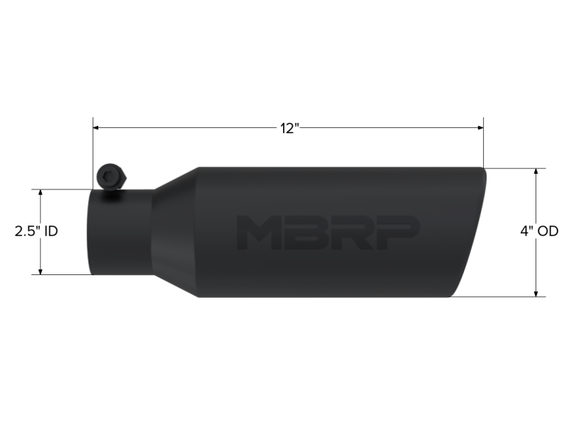 MBRP Universal Tip 4in O.D. Angled Rolled End 2.5in inlet 12in length Black-SR1 Performance