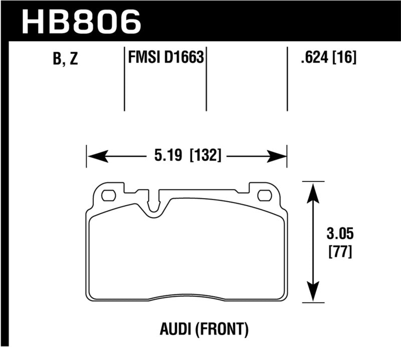 Hawk 16-17 Audi A6 Performance Ceramic Street Front Brake Pads-SR1 Performance