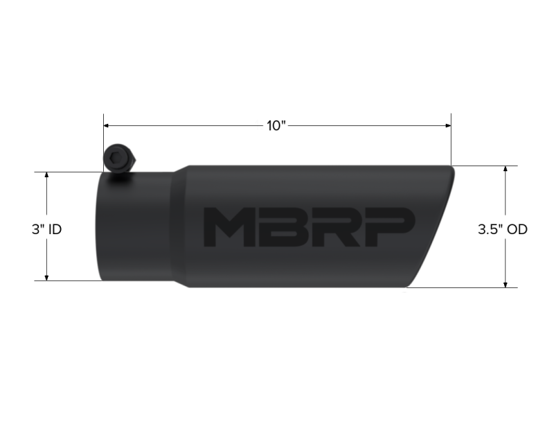 MBRP Universal Tip 3-1/2in O.D. Angled Rolled End - 3in ID Inlet 10in Length - Black-SR1 Performance