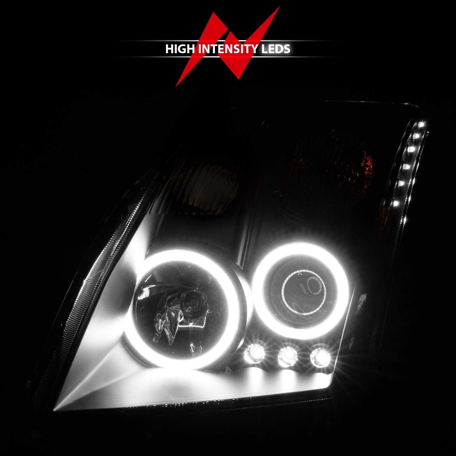 NISSAN SENTRA 07-12 PROJECTOR HEADLIGHTS BLACK W/ RX HALO