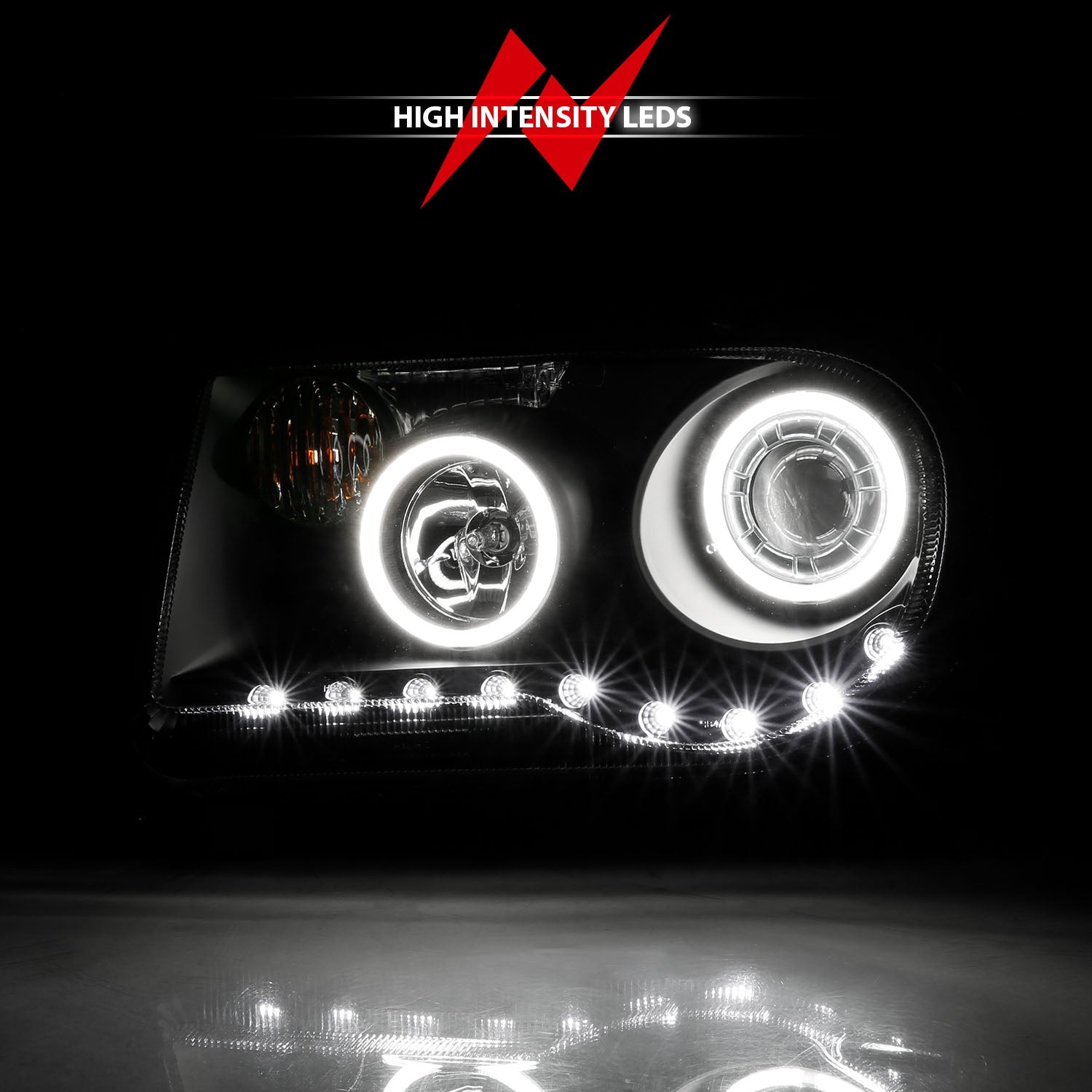 CHRYSLER 300C 05-10 PROJECTOR HALO HEADLIGHTS BLACK W/ RX HALO G2