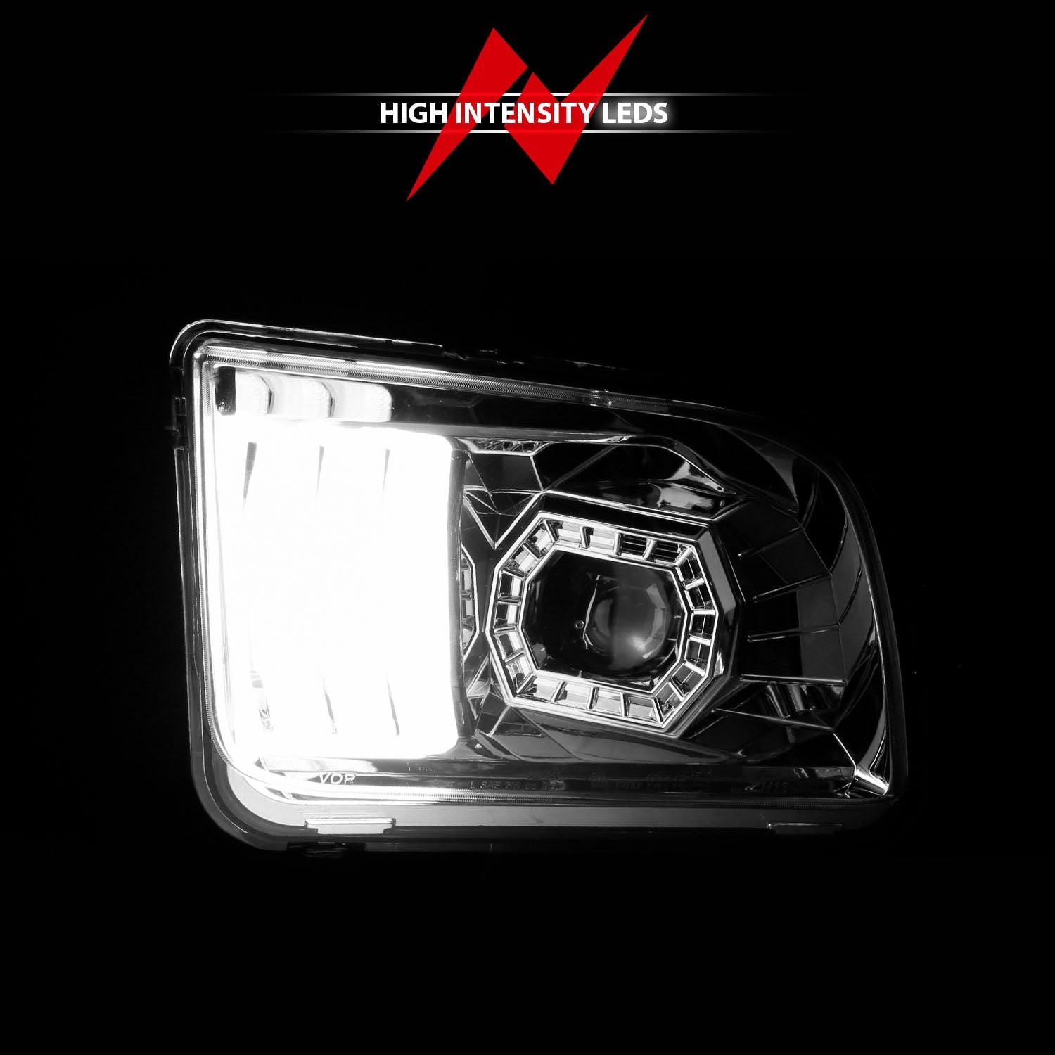 FORD MUSTANG 05-09 PROJECTOR LIGHT BAR STYLE HEADLIGHTS CHROME