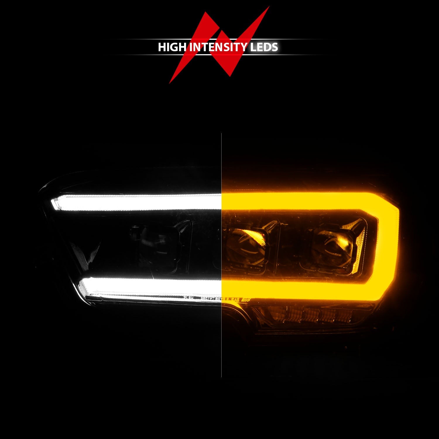 TOYOTA TACOMA 16-23 FULL LED PROJECTOR HEADLIGHTS BLACK W/ INITIATION & SEQUENTIAL (FOR HALOGEN VERSION WITH LED DRL)