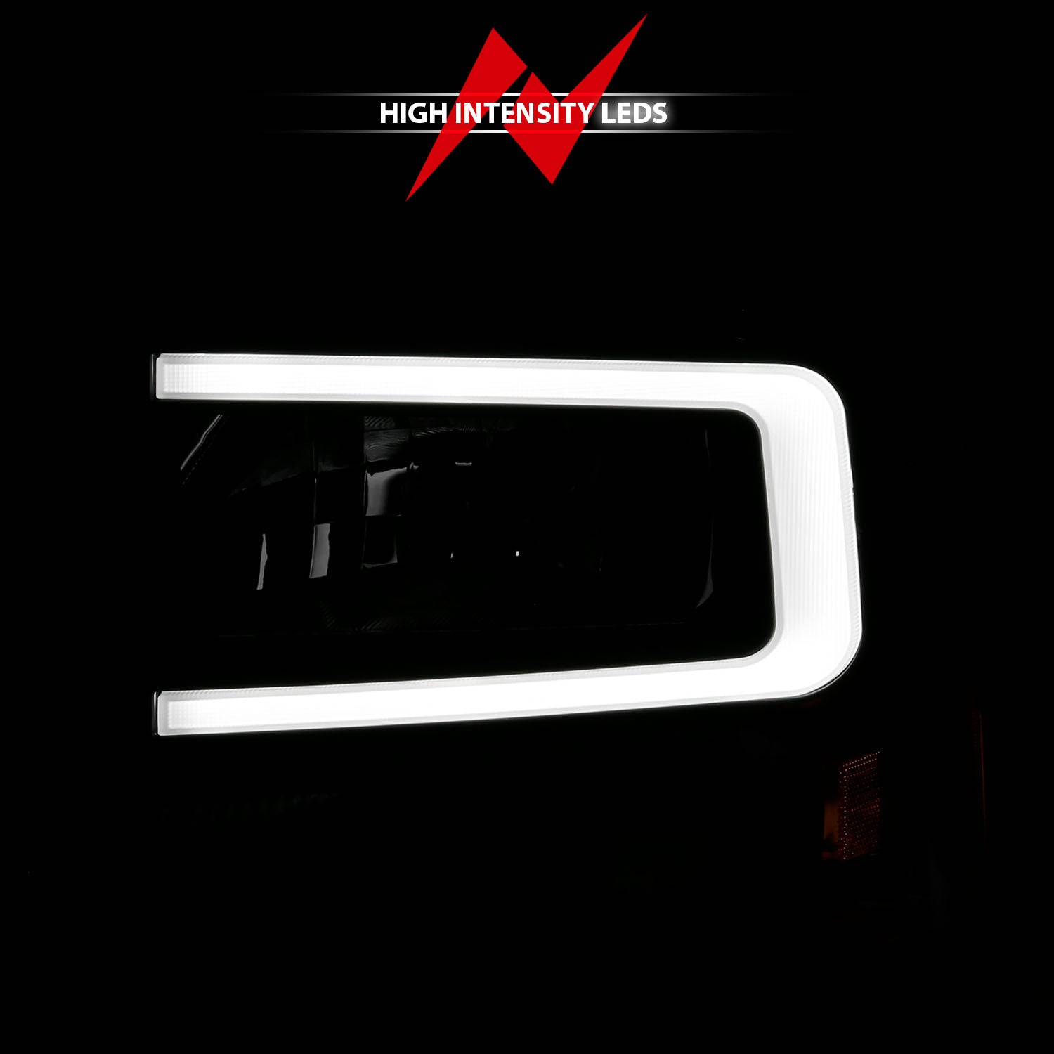 FORD EXCURSION 00-04 / SUPER DUTY 99-04 CRYSTAL PLANK STYLE HEADLIGHTS BLACK