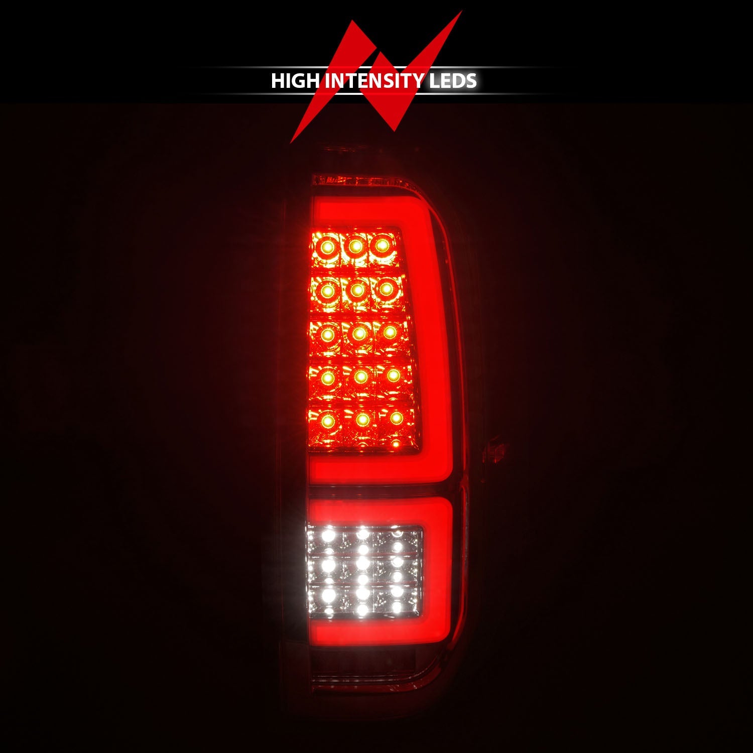 TOYOTA TUNDRA 14-21 FULL LED BAR STYLE TAIL LIGHTS CHROME CLEAR LENS W/ SEQUENTIAL SIGNAL (RED LIGHT BAR)