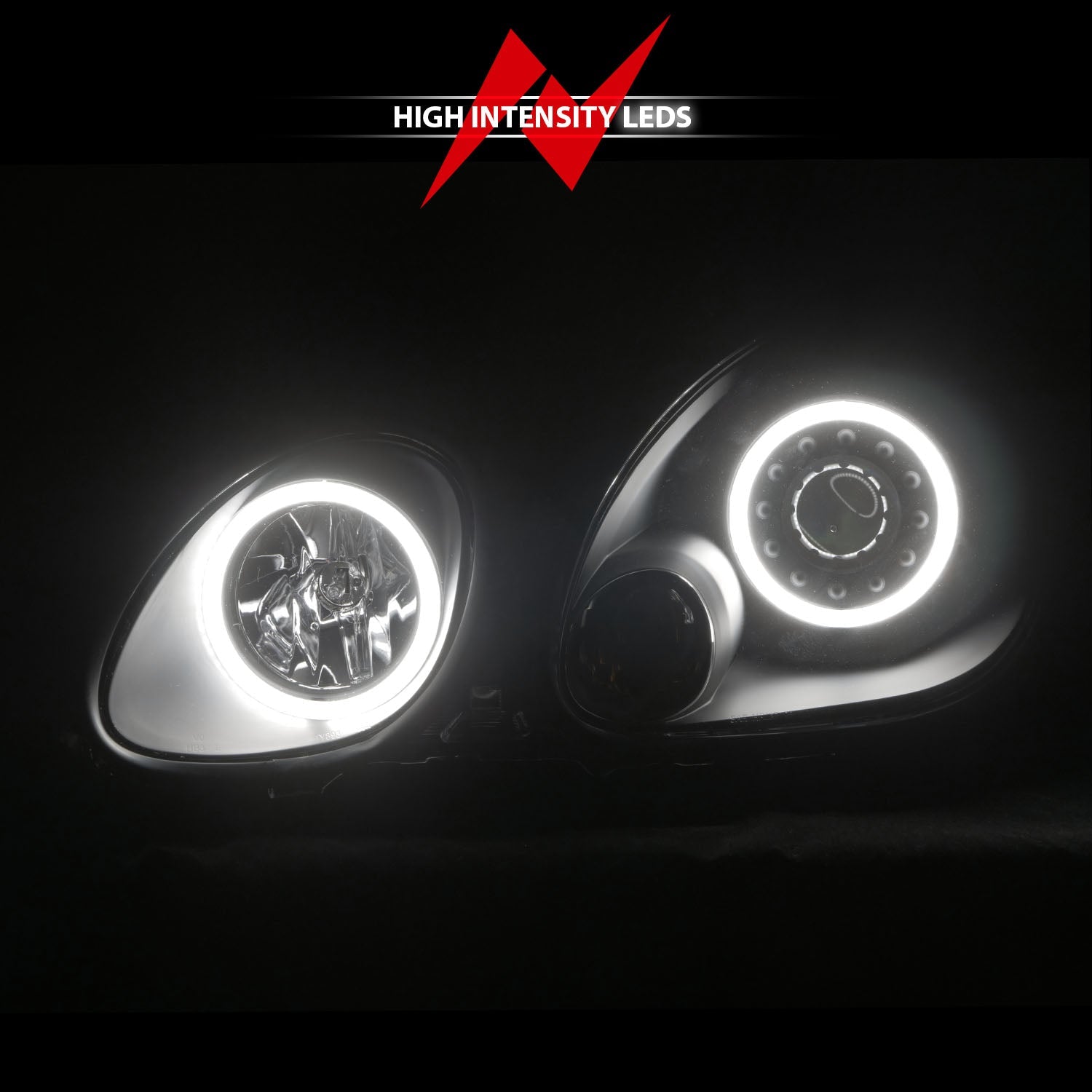 LEXUS GS 300/400/430 98-05 PROJECTOR HEADLIGHTS BLACK W/ RX HALO (NOT FOR FACTORY HID SYSTEM)