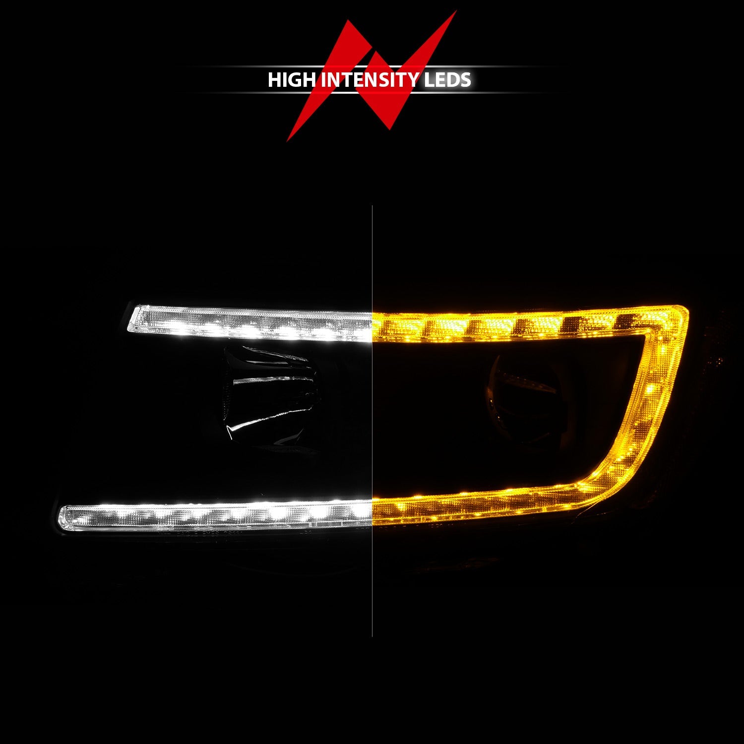 JEEP GRAND CHEROKEE 11-13 PROJECTOR SWITCHBACK PLANK STYLE HEADLIGHTS BLACK