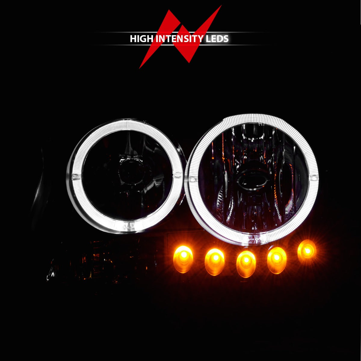 DODGE DAKOTA 97-04 / DURANGO 98-03 CRYSTAL HALO HEADLIGHTS BLACK 1 PC