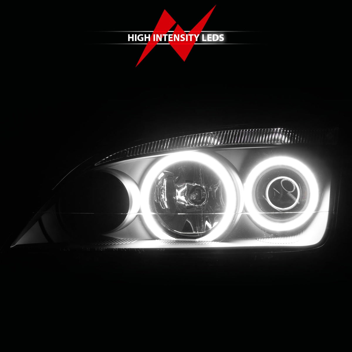 FORD FOCUS ZX4 05-07 4DR PROJECTOR HEADLIGHTS BLACK W/ RX HALO