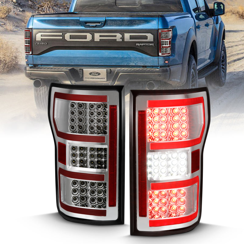 ANZO 2018-2019 Ford F-150 LED Taillight Chrome (Red Light Bar) (w/ Sequential)-SR1 Performance