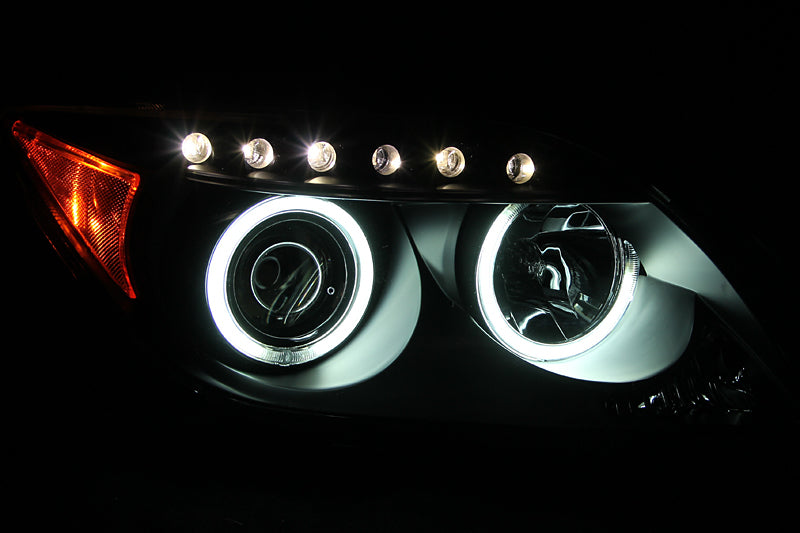 ANZO 2005-2010 Scion Tc Projector Headlights w/ Halo Black (CCFL)-SR1 Performance