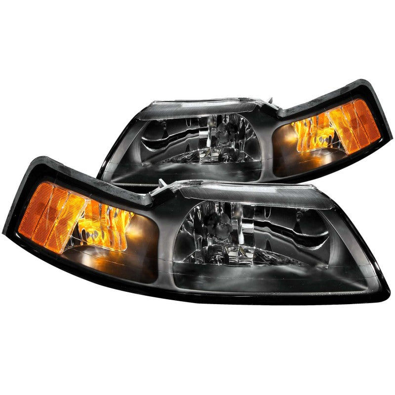 ANZO 1999-2004 Ford Mustang Crystal Headlights Black-SR1 Performance