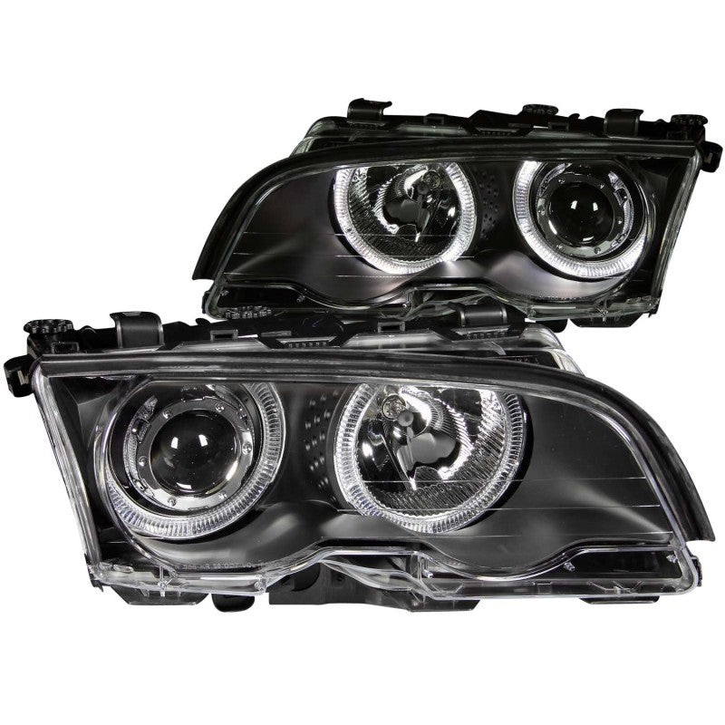 ANZO 1999-2001 BMW 3 Series E46 Projector Headlights w/ Halo Black-SR1 Performance