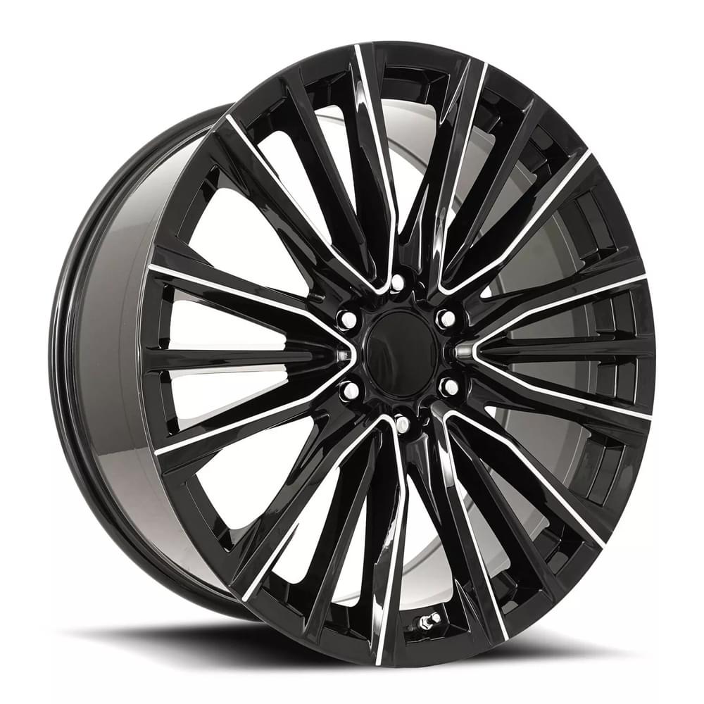 22X9 6X5.5 +28 HB 78.1 PLATINUM V REPLICA WHEEL GLOSS BLACK BALL MILLED WITH CAP-SR1 Performance