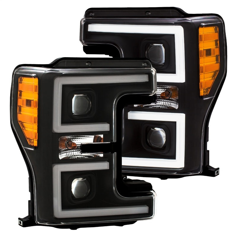 ANZO LED Headlights 17-18 Ford F-250 Super Duty Plank-Style L.E.D. Headlight Black (Pair)-SR1 Performance