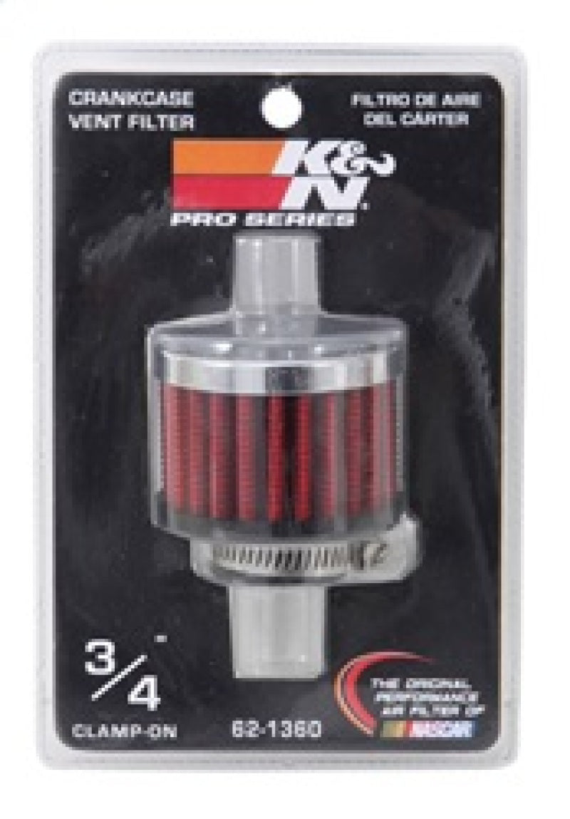 K&N 3/4 inch ID 2 inch OD 1.5 inch H Clamp On Crankcase Vent Filter-SR1 Performance