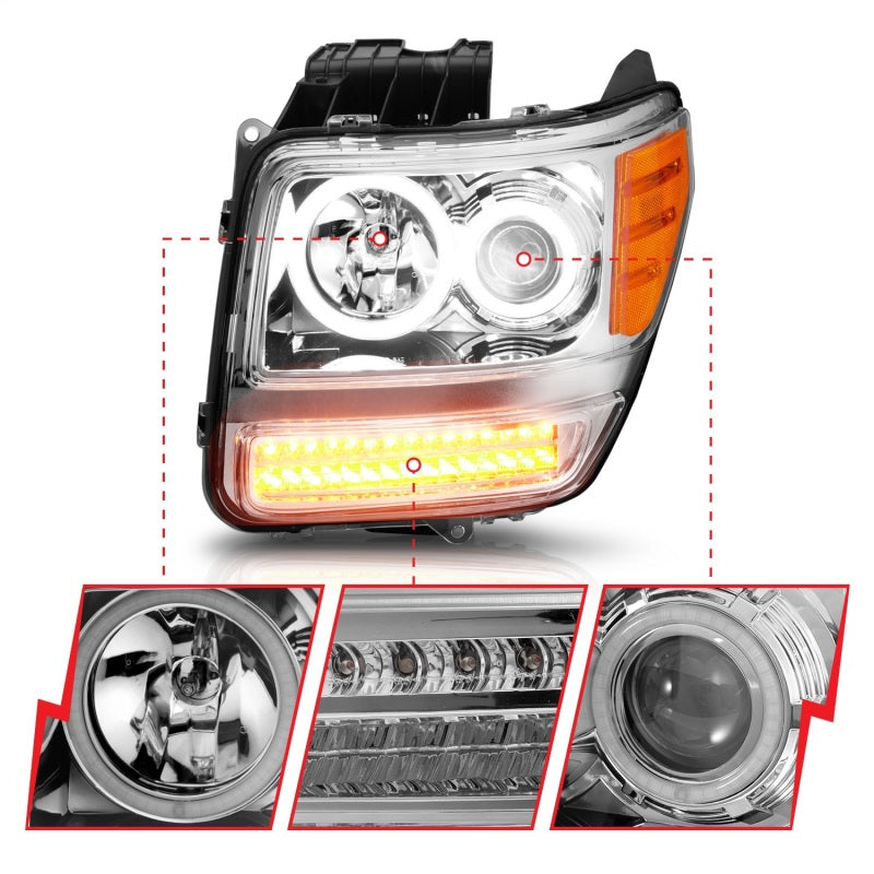 ANZO 2007-2012 Dodge Nitro Projector Headlights w/ Halo Chrome (CCFL) G2-SR1 Performance