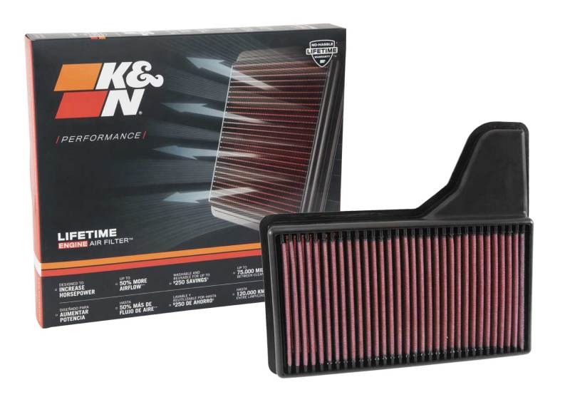 K&N Replacement Panel Air Filter for 2015 Ford Mustang 2.3L L4/3.7L V6/5.0L V8-SR1 Performance