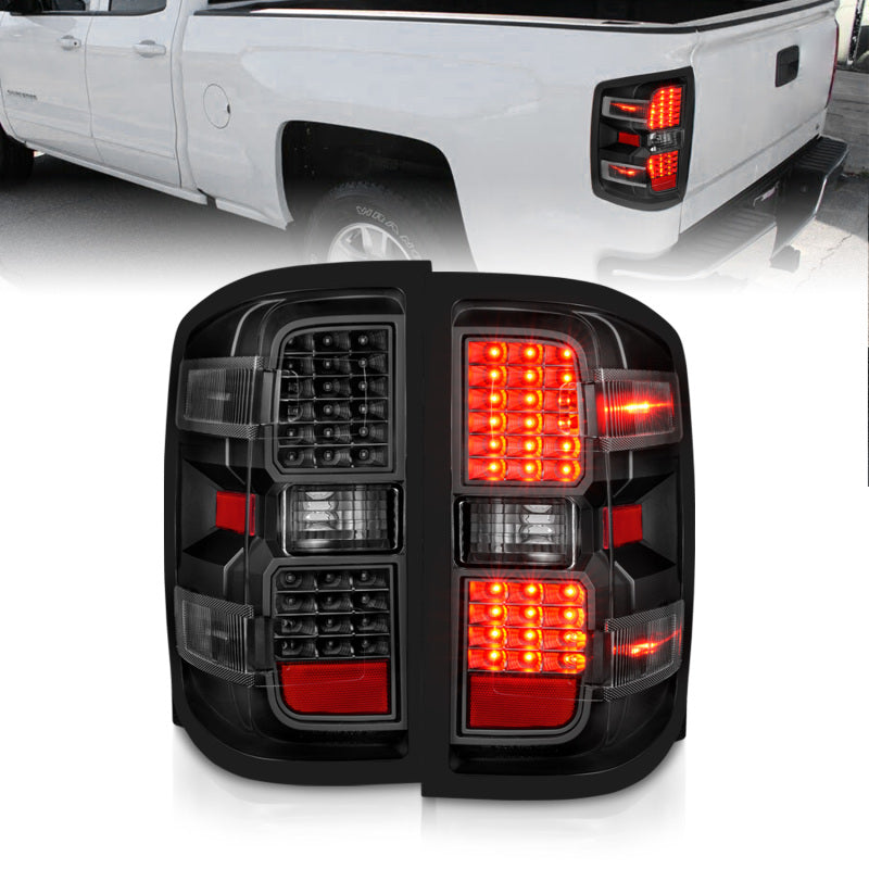 ANZO 15-19 Chevy Silverado 2500HD/3500HD (Factory Halogen Only) LED Tail Lights Black w/Clear Lens-SR1 Performance