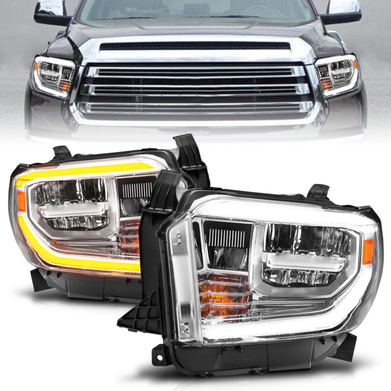 ANZO 2014-2021 Toyota Tundra LED Crystal Headlights w/ Switchback Chrome Housing w/ DRL-SR1 Performance