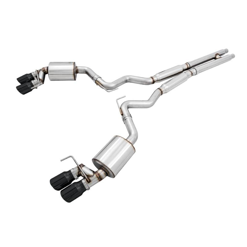 AWE Tuning 2018+ Ford Mustang GT (S550) Cat-back Exhaust - Touring Edition (Quad Diamond Black Tips)-SR1 Performance