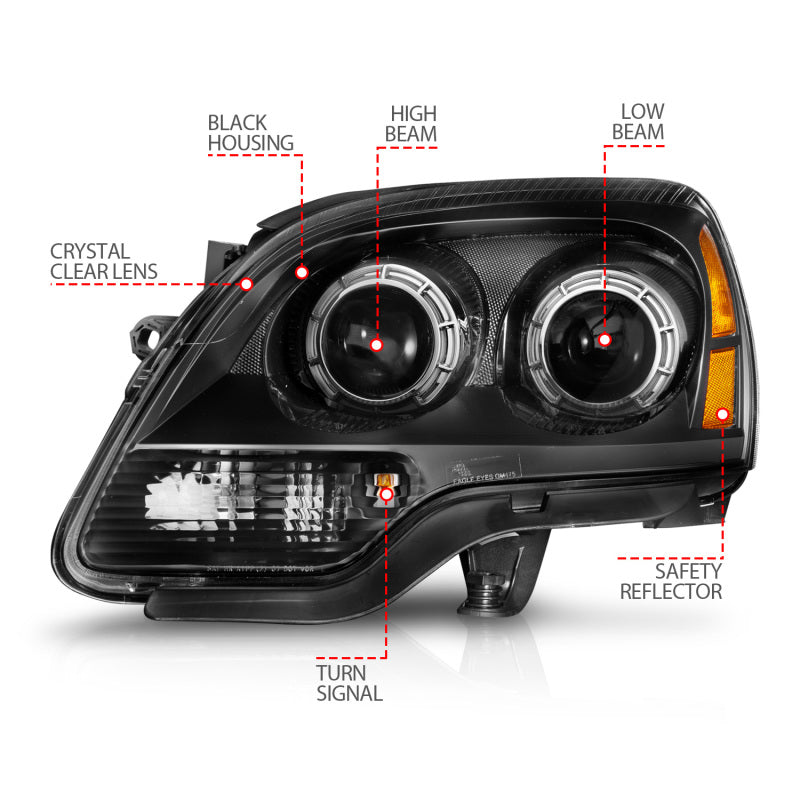 Anzo 99-17 GMC Sierra/Denali Headlights Chrome Amber (w/C Light Bars)-SR1 Performance