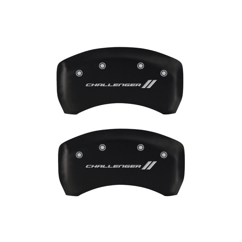 MGP 4 Caliper Covers Engraved Front & Rear With stripes/Challenger Red finish silver-SR1 Performance