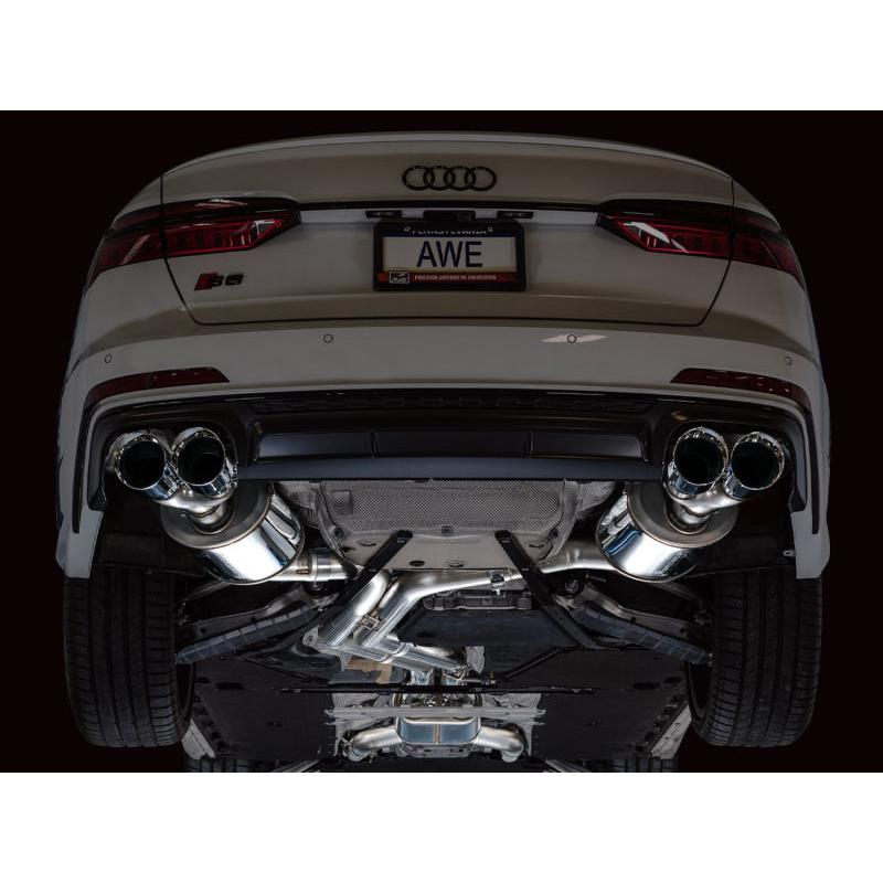 AWE Tuning 19-23 Audi C8 S6/S7 2.9T V6 AWD Touring Edition Exhaust - Chrome Silver Tips-SR1 Performance