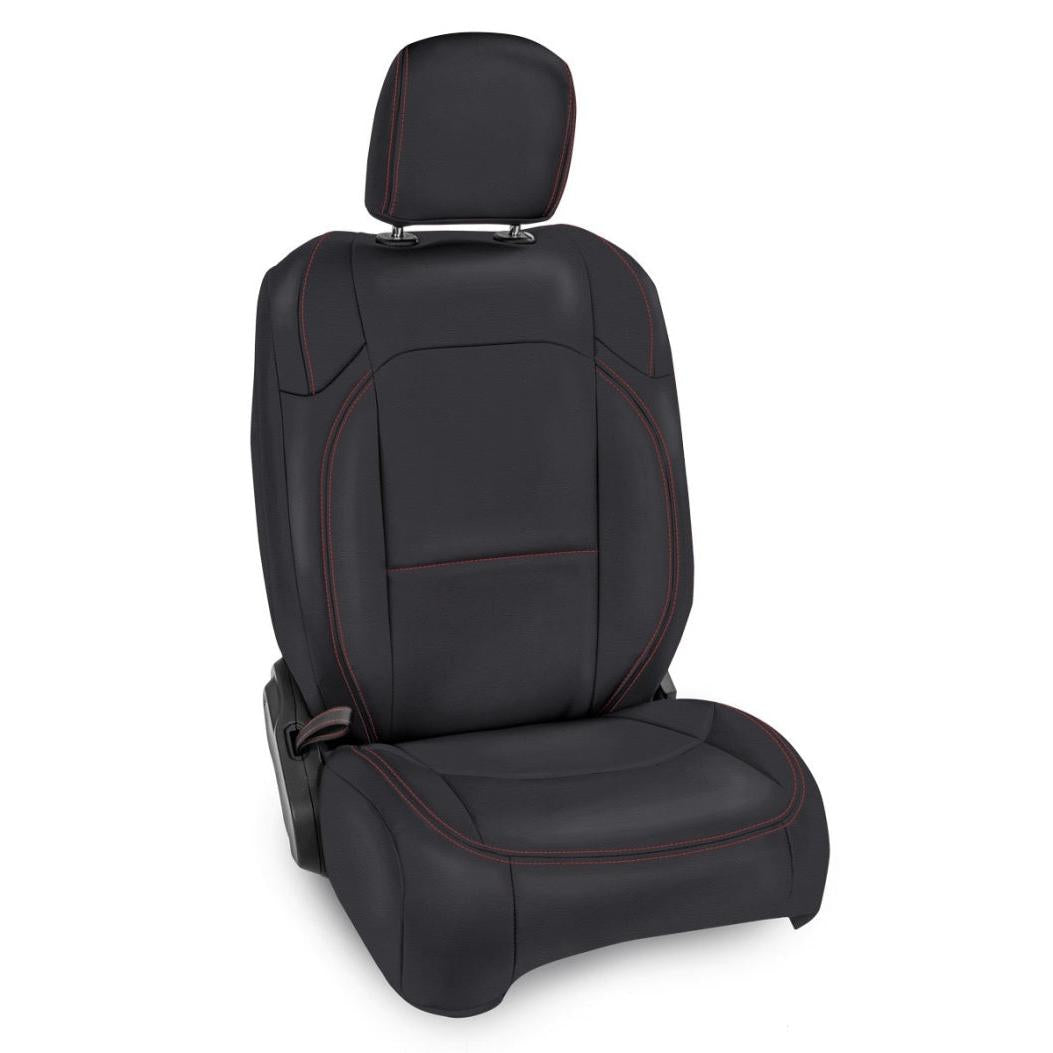 PRP 2018+ Jeep Wrangler JL/2 door/Rubicon Front Seat Covers (Pair) - Black with Red Stitching-SR1 Performance